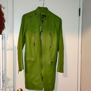 Apple Green 3/4 quarter inch leather coat